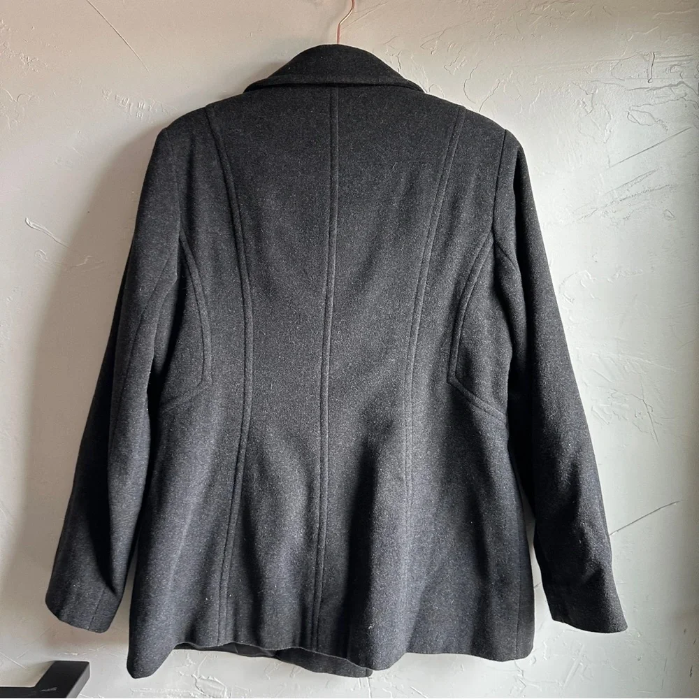 Charcoal Wool Blend Peacoat Dark Academia Classic Timeless Coat L Croft & Barrow